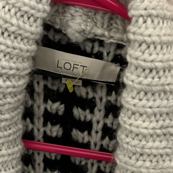 Ann Taylor Loft  Size XL Alpaca Wool Tweed White Black Cardigan Sweater P2P 27 - Picture 3 of 4